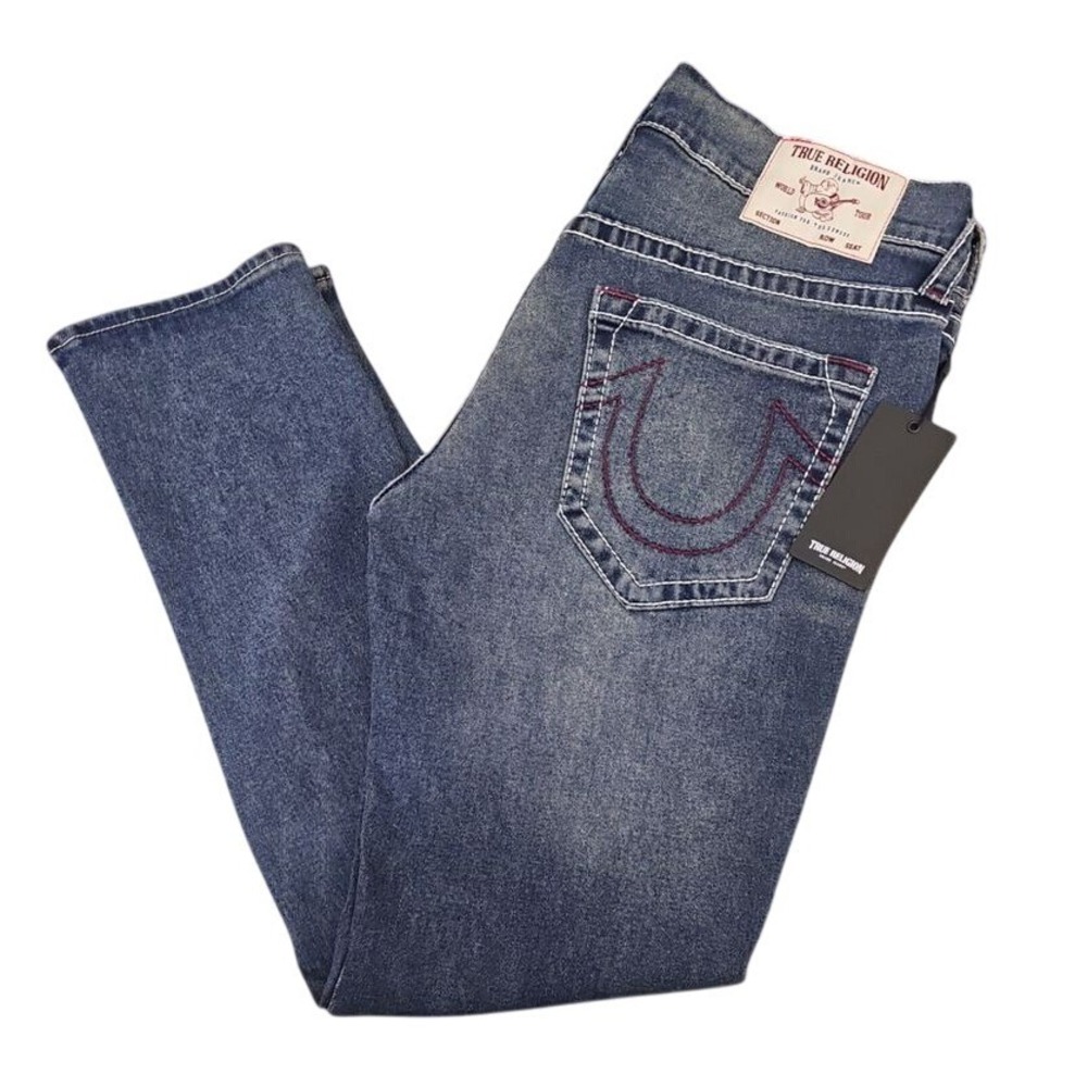 True Religion Rocco Relaxed Skinny Designer Denim Jeans Medium Wash 36x32‎ $199